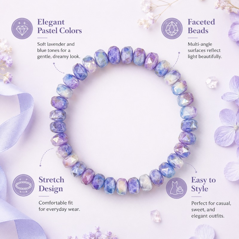 Natural Purple Blue Gradient Cut Crystal Abacus Bead Bracelet